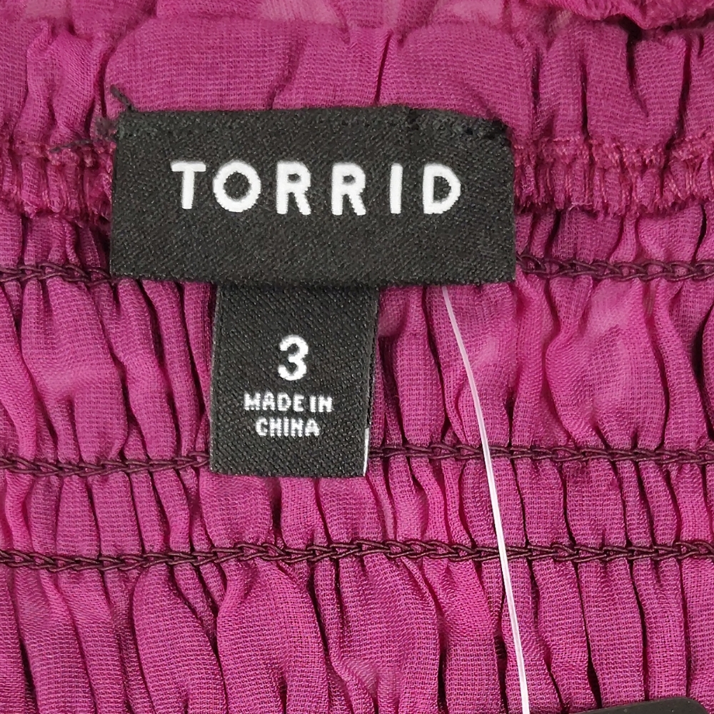 NWT Torrid Velvet Smocked Blouson Sleeve Crop Top Size 3X - Picture 9 of 10